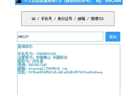 诗晨 - 个人隐私数据泄漏查询检测1.0